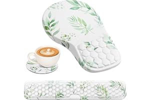 EYROZILL 3 in 1 Ergonomic Mouse Pad and Keyboard Wrist Rest, Cute Mouse Pad with Wrist Support Massage Design, Non-Slip Wrist Pad for Mouse, Desk Mouse Set (Green Plant)