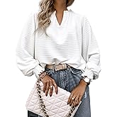 RICHSTORY Womens Tops Dressy Casual Long Sleeve Shirts Loose V Neck Business Work Tunic Blouses