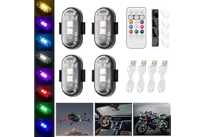 4PCS Wireless LED Strobe Lights with Remote Control, Waterproof USB Charing 8 Colors Mini LED Lights, High Brightness Anti-Co