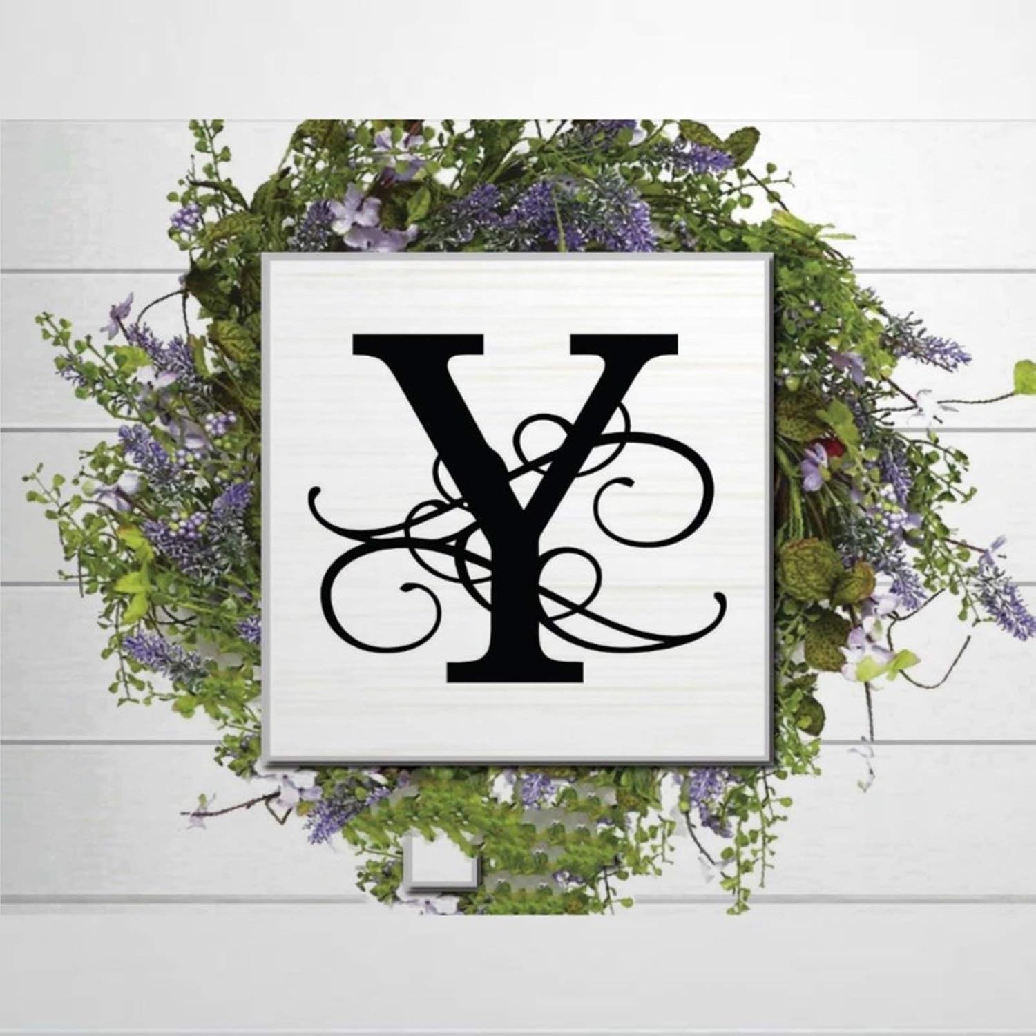 DONL9BAUER Wood Sign Y Monogram Plaque Farmhouse Decor Wall Hanging Monogram Sign, Letter Wall Art, Monogram Wedding Art Sign Indoor Outdoor