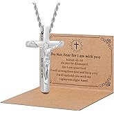 DS Christian Cross Necklace for Men Women-18K Gold Stainless Steel Crucifix Necklaces with Inspirational Bible Verse Religious Gift for Prayer Faith Jesus/God-Catholic Christian Pendant Jewelry-17