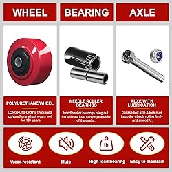 LONGRUNFORU 8 Inch Caster Wheels, Polyurethane on