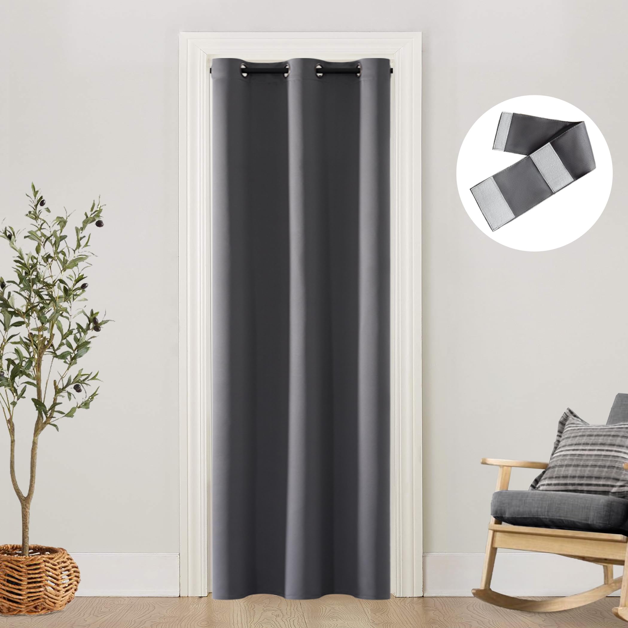 SHINELAND Closet Curtains for Bedroom Closet Door,Doorway Curtain Privacy,Small Width Curtain for Front Door/Narrow Window,34 Inch Wide,80 Inch Length,Dark Charcoal Gray/Grey — image 1