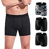 Carer Incontinence Underwear for Men Washable Mens Incontinence Boxer Briefs with Front Absorbent for Bladder Leakage 100ML 3 Pack Cotton Reusable (XL, Pattern/2 Black)