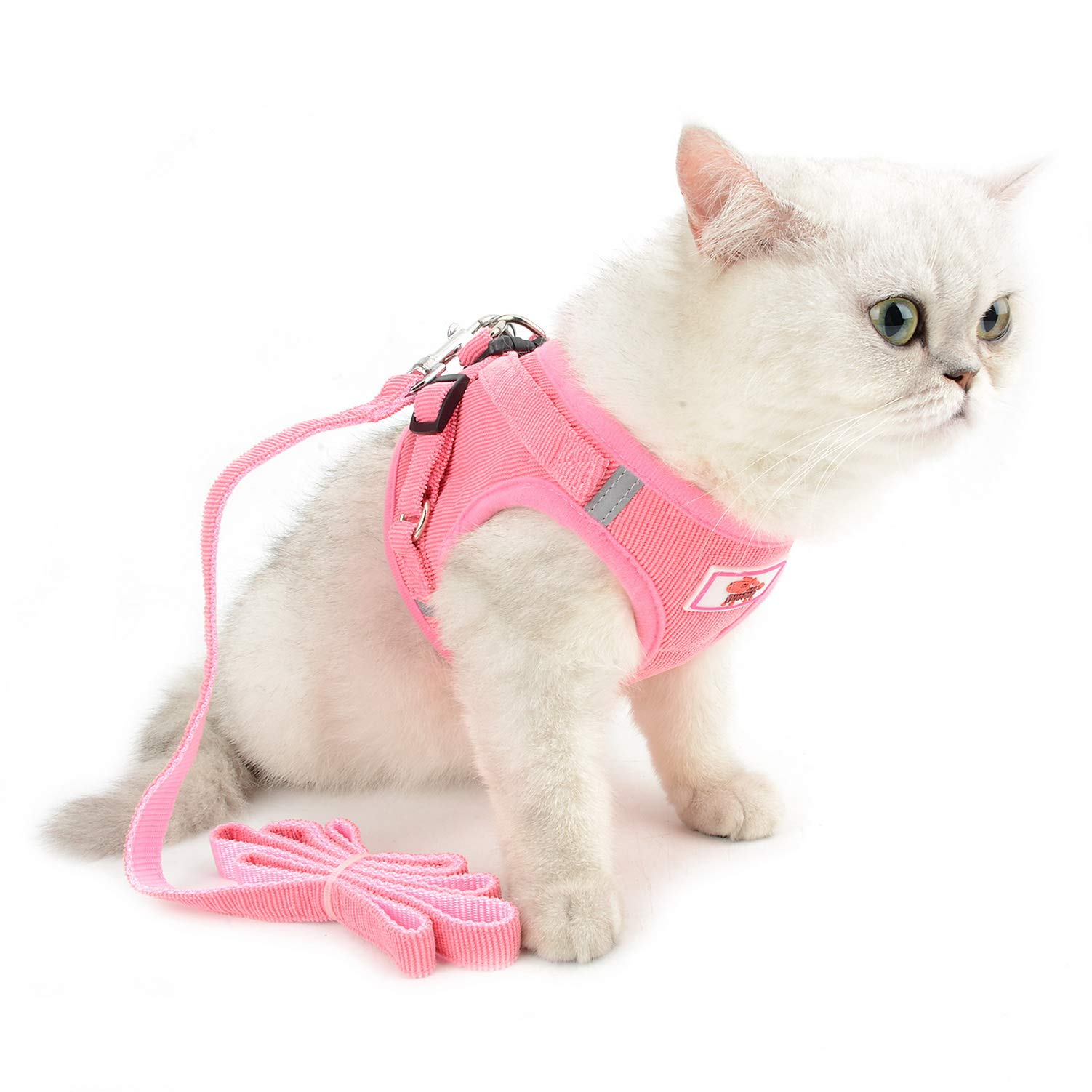 SELMAI Escape proof Cat Harness and Leash Mesh Holster Style No Pull No Choke Padded Vest for Kitten Small Pet Puppy Doggies Easy on off Dog Leads Walking Training Outdoor Pink XS