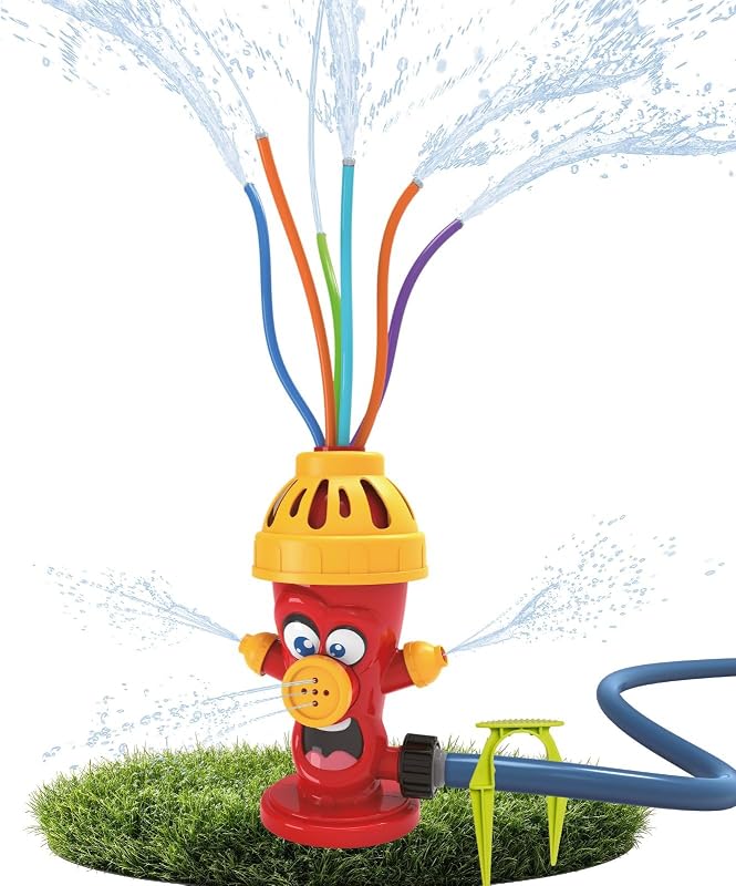Wassersprinkler Hydrant, roter Wassersprenger für Kinder & Garten