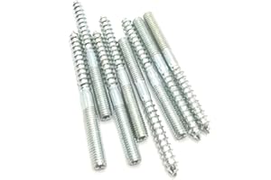 HAOZHENG Hanger Bolt M6x70 Silvery Double Headed Bolt Self-Tapping Screw for Furniture 8Pcs