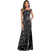 Lvminweaz Mermaid Mother of The Bride Dresses for Women Off The Shoulder Sequin Formal Evening Party Dress