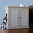 THE REFINED FELINE Cat Litter Box Enclosure Cabinet, Cottage, Smoke Gray, Adjustable Levelers, Large, Hidden Litter Cat Furniture with Drawer