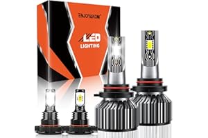 TXBILMOO Compatible For 2014 2015 GMC Sierra 1500 High/Low Beam Fog Light Bulbs Kit, 44000LM 600% Brightness 6500K White with Cooling Fan, Plug and Play, IP68 Pack of 4