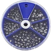 ZRUOYI Split Shot Fishing Weights Sinkers 205Pcs 5 Sizes Weights 0.2/0.3/0.4/0.6/0.8g Round Fishing Line Sinker Removable Egg Lead Assortment