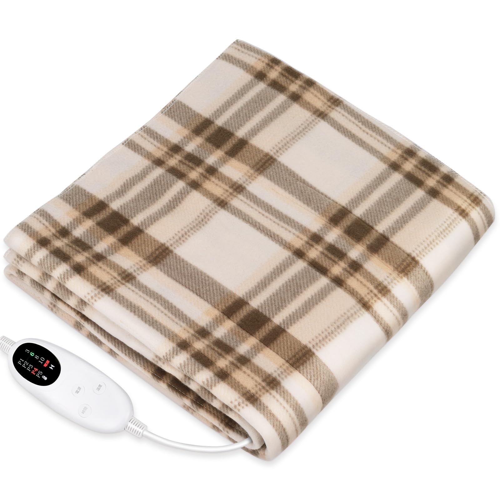 電気毛布 敷き 掛け兼用 切り忘れ防止タイマー付き 55W 節電 140×80cm 省エネ 4段階タイマー 5段階温度調整 速暖 電気毛布洗える 洗濯可能 電気ブランケット 頭寒足熱 ダニ退治 防寒対策 肩掛け 膝掛け シングル 毛玉なし 暖房器具 キャンプ オフィス 車中泊 ギフト （チェック柄）