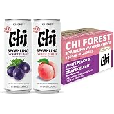 CHI FOREST Sparkling Water Beverage, Peach &amp; Grape drinks, Zero Sugar or Artificial Flavor, 11.16 fl oz Cans (Pack of 12)