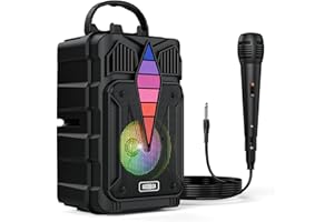 Dnil Portable Wireless Speaker with high-Definition Sound Quality, Voice Control Function, RGB Multi-Color Rhythm Lights, Suitable for Home and Outdoor use (Black)