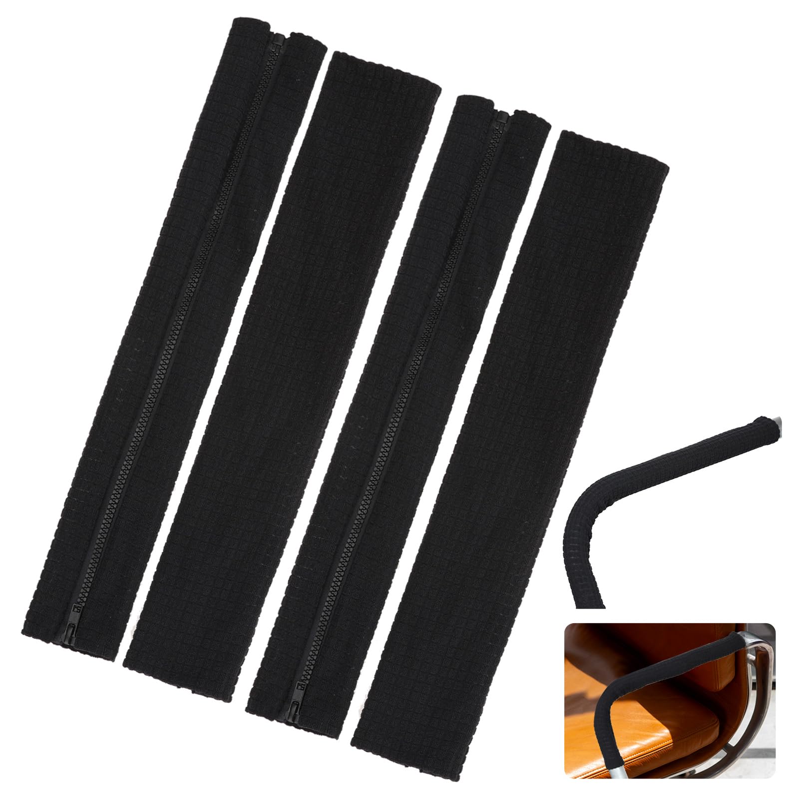Photo 1 of 2 Pairs Office Chair Armrest Covers, Zipper Chair Slipcover, Office Removable Arm Rest Covering, Stretch Chair Armrest Covers, Office Seat Hand Rest Protector, Arm Covers Protectors for Office(Black)
