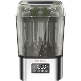 Baby Brezza 10 Minute SuperQuick Bottle Sterilizer + Dryer - Fits 8 Bottles | 4x Faster than Others + Large Capacity Universal Fit for All Bottles, Pacifiers + Breast Pump Parts, Stainless