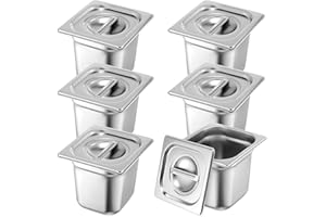 Thenshop 6 Pack Stainless Steam Hotel Pan with Lid Deep Steam Table Pan Reusable Anti Rust Water Restaurant Supplies for Home Party Buffet
