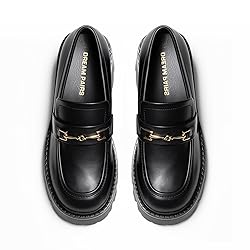 Women Loafers Platform Chunky Heel Slip On Lug Sole