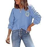 ReachMe Womens Smile Face Sweatshirt Cute Trendy Graphic Sweatshirts Casual Loose Long Sleeve Crewneck Pullover Tops
