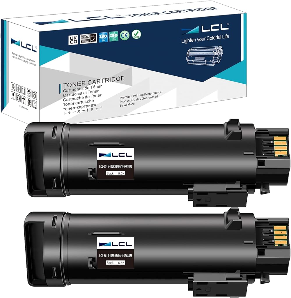 LCL 2PK Black Toner 106R03480 106R03476 for Xerox 6515 6510 6515DN 5500 Pages