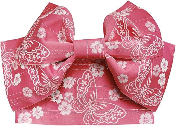 Amazon ゆかた屋hiyori 特選織作り帯 結び帯 蝶々 ローズピンク 浴衣 通販