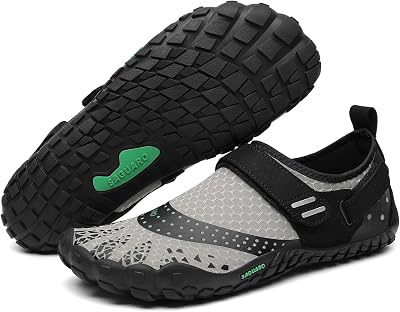 Mujer Hombre Barefoot Zapatillas Minimalistas Zapatillas de Trail Running Antideslizante Calzado Barefoot para Fitness Trekking Gym AC Gris,Gr.42