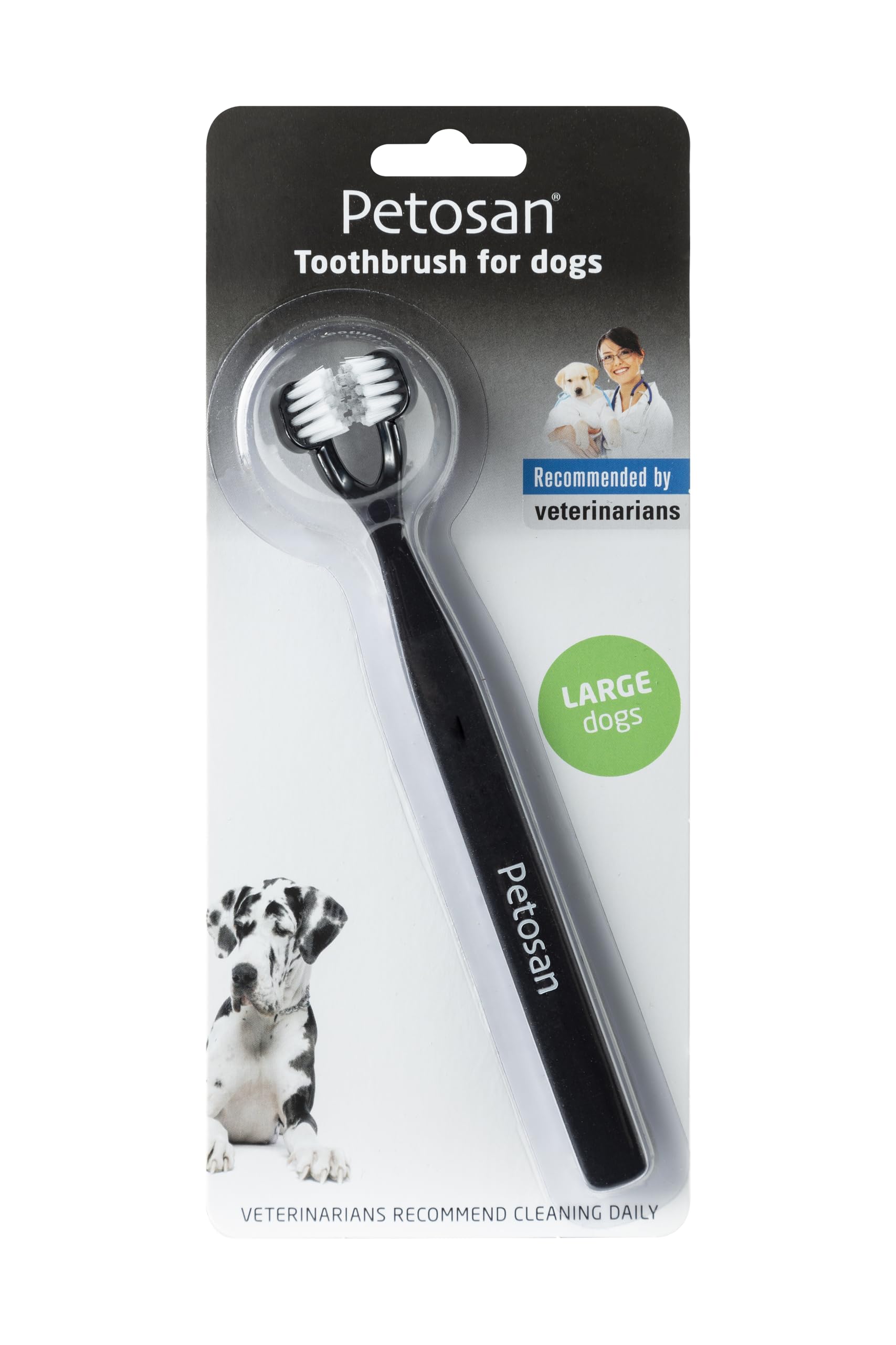 Petosan Double-Headed Toothbrush for Large Dogs - Effective Dental Care, Reduces Plaque and Tartar, Veterinarian Approved (16+kg)