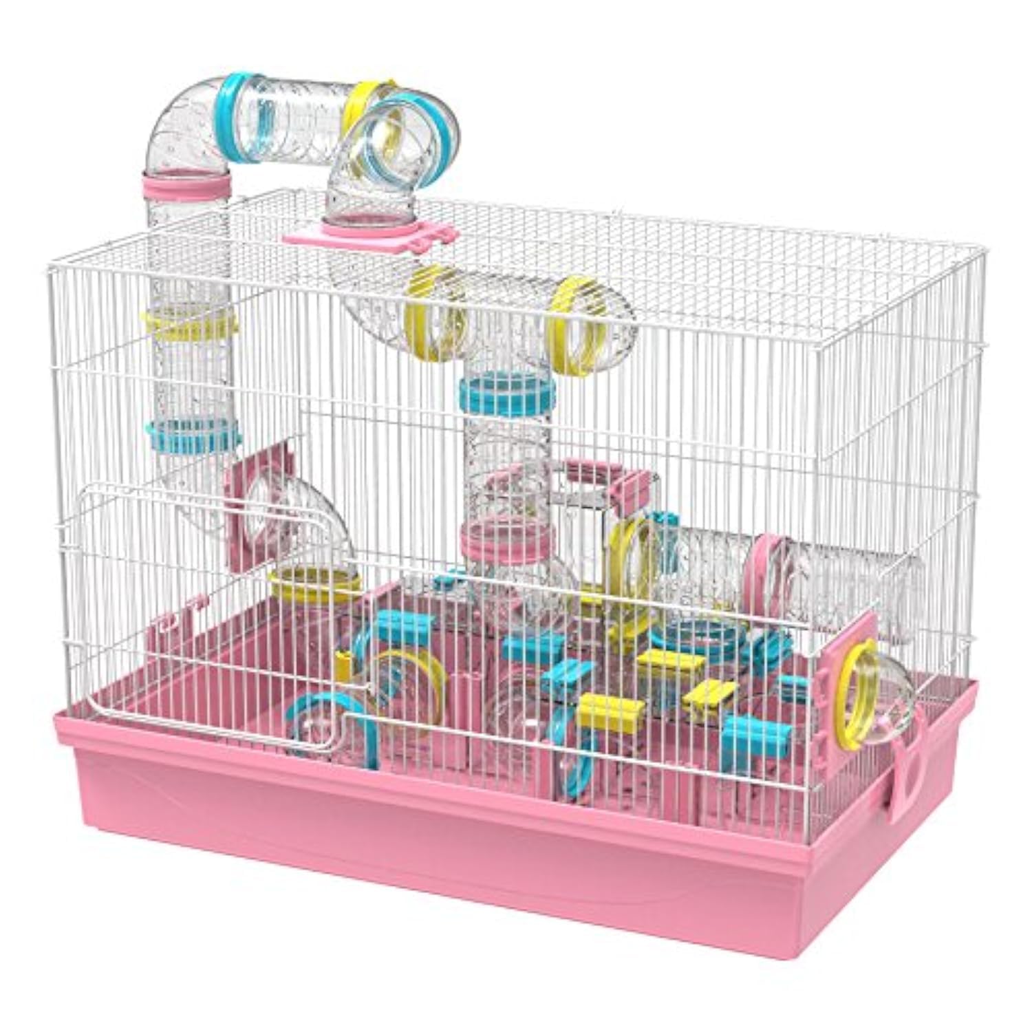 Large Hamster Cage DIY Habitat 20‘’x12''x15'' With Comaplete Tunnel Tube Module Toys for Gerbil Mouse Dwarf Mice(Pink) — image 1