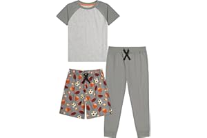 US Angels Boys Pajamas Set, 3-Piece Boys’ Sleepwear Pjs, Loose Fit, Soft, Breathable, Teens and Kids - Size 7-8, 10-12, 14-16