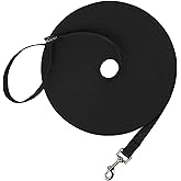 Hi Kiss Dog/Puppy Obedience Recall Training Agility Lead/Leash - 15ft 20ft 30ft 50ft 100ft - Great for Play, Camping, or Backyard - Black
