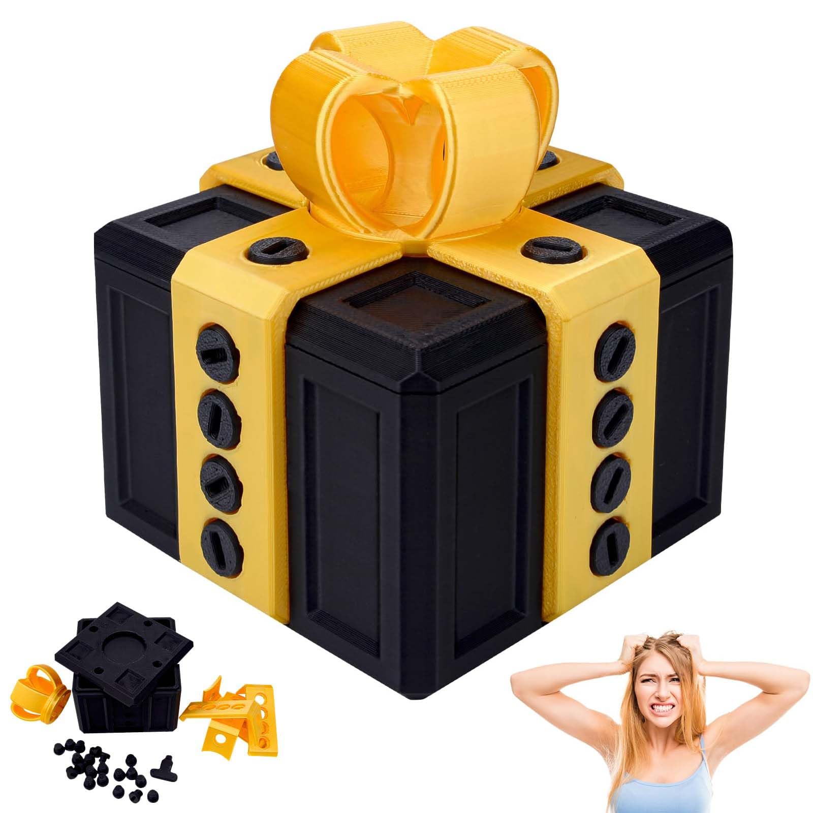 Annoying Gift Box, Prank Gift Box with Screws, 3D Printed Funny Secret Santa Gifts, Novelty Gag Puzzle Gifts Wrap Boxes, Christmas Birthday Surprise Boxes for Kids Adults