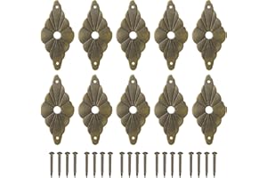 uxcell 10pcs Cabinet Knob Backplate, 2.36 Inch Diamond Shape Brass Backplate Washers Classical Furniture Decoration Gasket fo