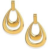 Frigotine Chunky Teardrop Hoop Dangle Drop Earrings for Woman, Trendy Statement Geometric Long Droplet Earing Prom Party Fashion Jewelry Gifts