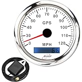 RACETECH 85mm 120 MPH Electrical Speedometer - White Dial | 3-3/8", Odometer, 7 Color LED, Stainless Steel Rim, Waterproof, 12V/24V, for Car Truck Marine Boat Yacht Motorcycle