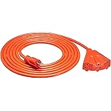 Amazon Basics 15-Foot 3-Prong Vinyl Indoor/Outdoor Extension Cord with 3 Outlets - 15 Amps, 1875 Watts, 125 VAC, Orange