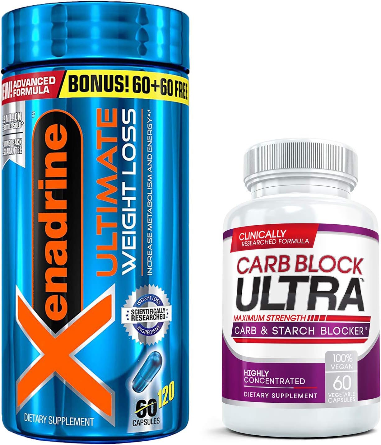 Amazon Com Xenadrine Ultimate 120 Caps Bundled With Carb Block Ultra 60 Caps Hardcore Thermogenic Fat Burner Supplement With Clinical Strength Keto Diet Friendly Starch Blocker For Weight Loss Health Personal Care