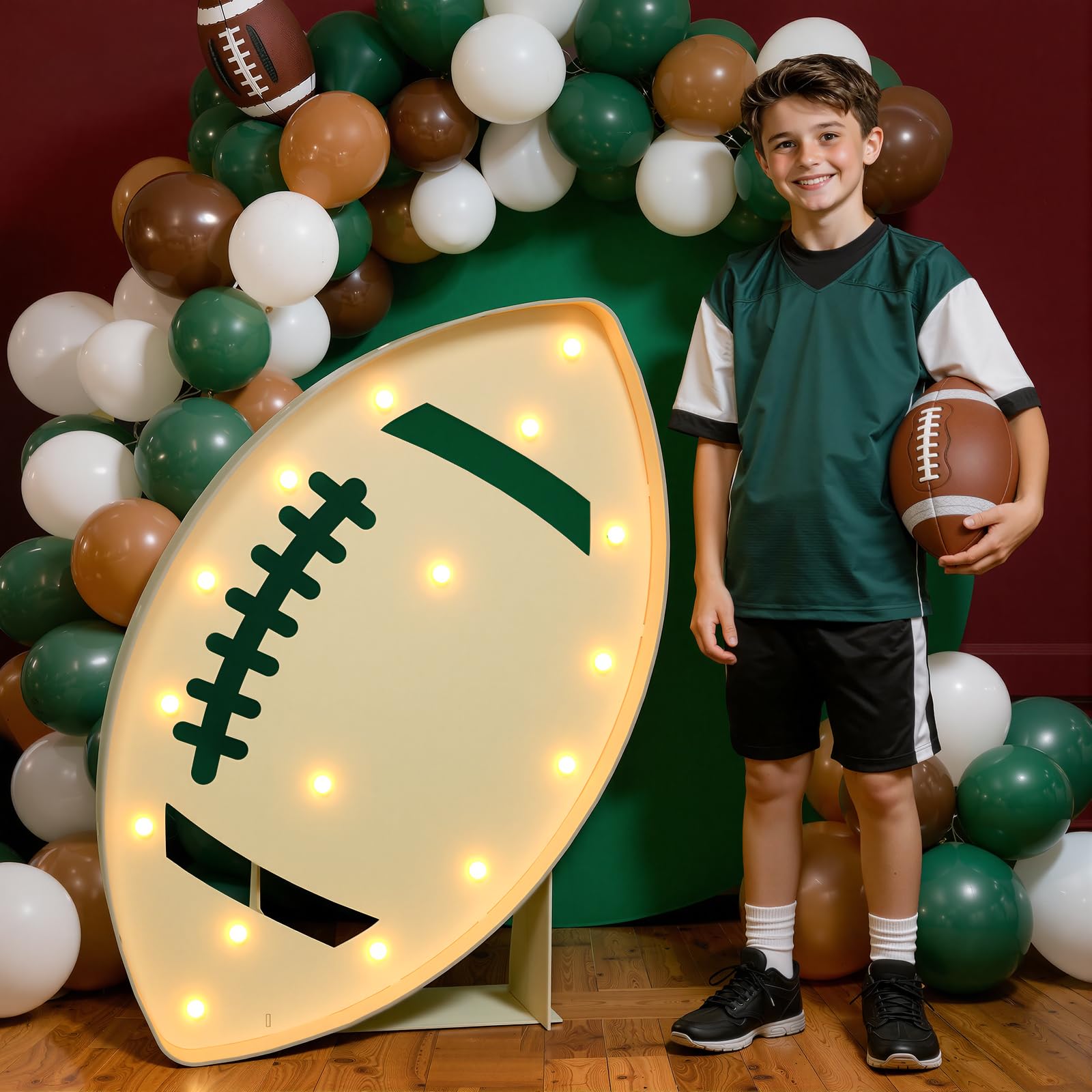 Photo 1 of imprsv Football Party Decorations 3FT Marquee Light Up Sign, Football Party Supplies for First Year Down Birthday Decorations