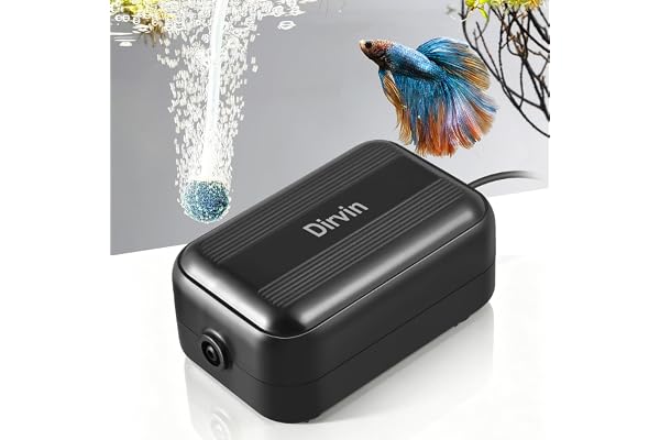 Dirvin Aquarium Air Pump, Quiet Powerful Fish Tank Air Pump 2W, Adjustable Oxygen Bubbler with Accessories, Fish Tank Aerator