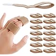 DSLSQD 14 Pack Finger Buddy Straps, Buddy Tape Finger Splints No Slip Hook and Loop Finger Splints Washable and Reusable Finger Sleeves Protectors for Jammed Swollen Dislocated Joint(Natual)