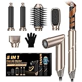 5 in 1 Blow Dryer Brush,Hair Dryer Brush with Detachable Air Styler,Negative Ionic Magic Hair Styler,Hot Air Brush for Women Volumizer,Straightener,Drying