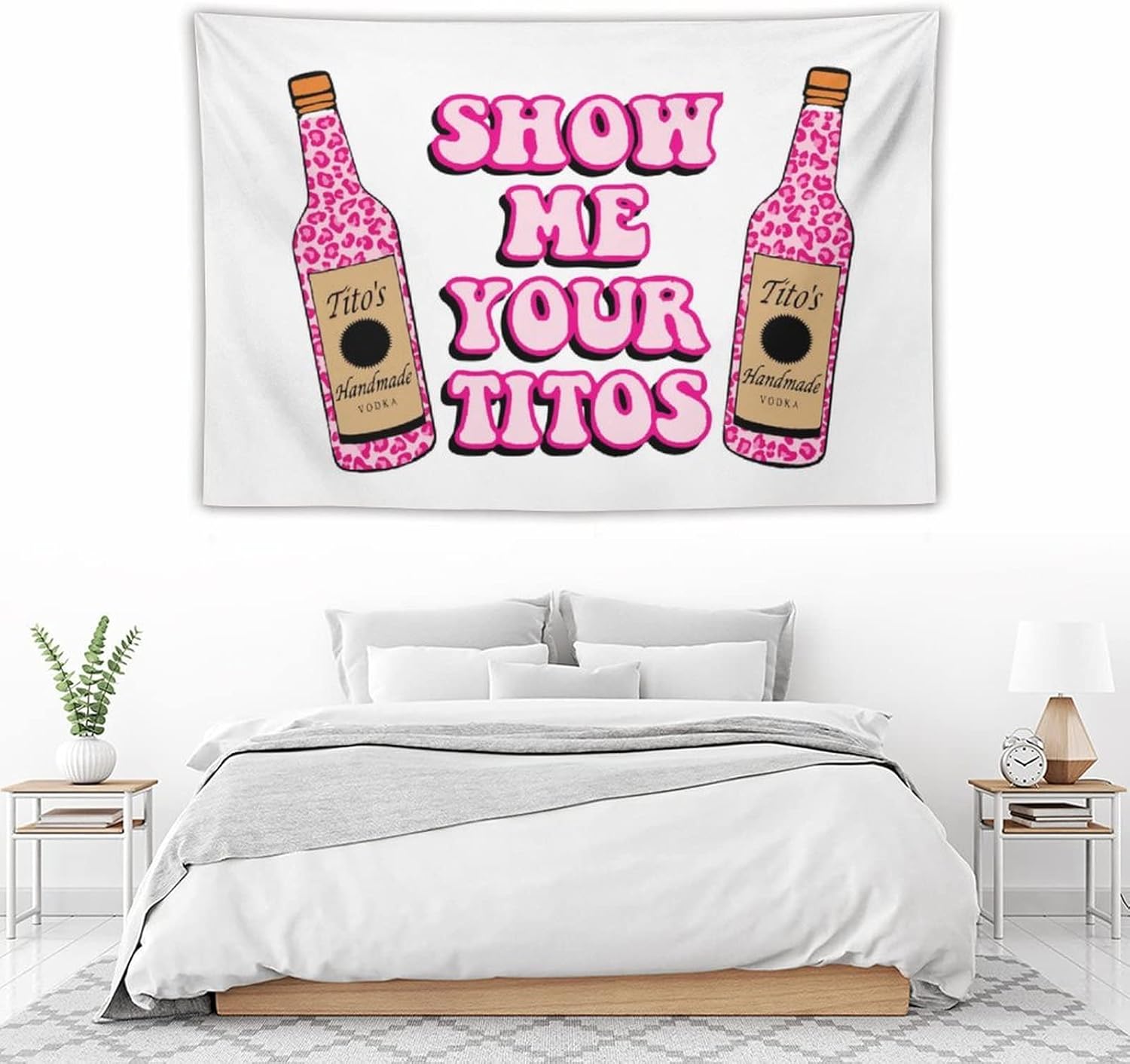Tapestries - Olymetrix Show Me Your Vodka Hot Pink Leopard Style Funny Tapestries Meme 40''X60'' Tapestry Wall Hanging Flag Banner Wall Art Poster Party Decorative For Home Decor Bedroom College Dorm Living Room