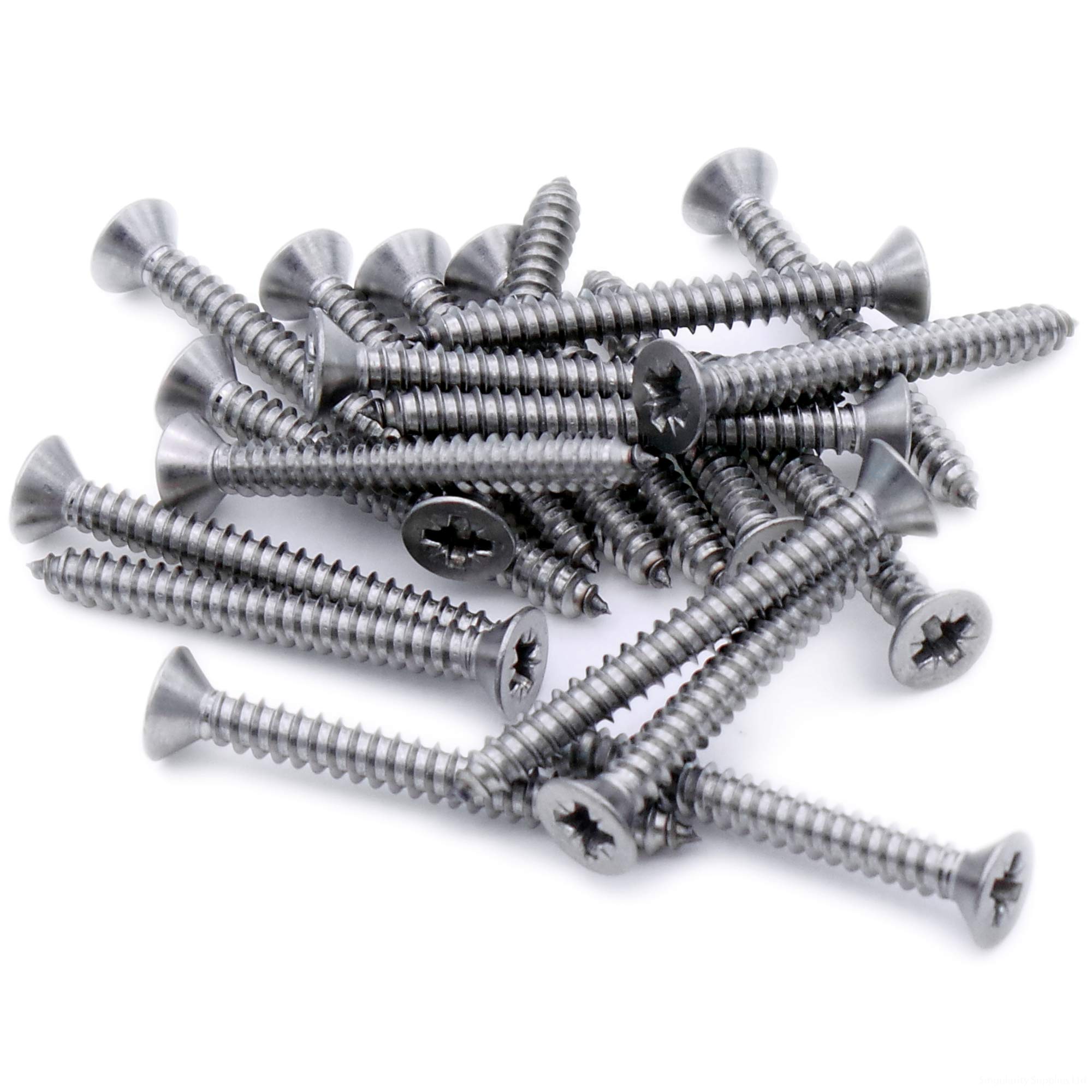 No.4 x 1.25 (2.9mm x 32mm) Pozi Countersunk Self-Tapping Screw - Stainless Steel (A2) (Pack of 20)