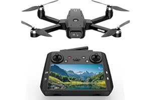 SUANGRC GPS Drone with EIS 4K Camera, 4.5" FPV Screen, 5GHz Transmission Foldable Drone with Brushless Motor, Auto Return Follow Me & 32G SD Card, Gesture Control, Al Track&Orbit Mode for Adults/Kids/Beginners