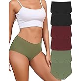 LEVAO Seamless Underwear for Women High Waisted Full Coverage No-Show Stretch Briefs 5 Packs