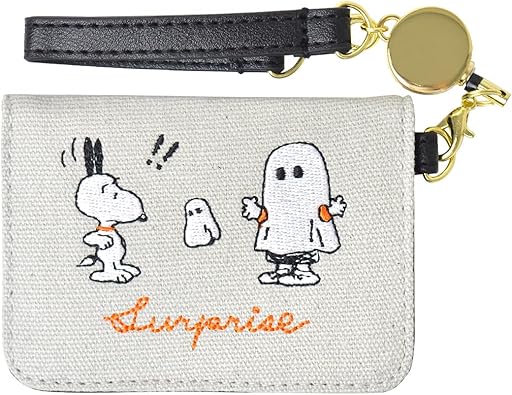 Amazon 定期入れ リール付き 高校生 定期入れ Icカード 2枚 二つ折り リール パスケース キャラクター スヌーピー Obake 定期入れ