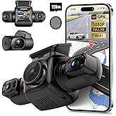 PRUVEEO 360 Degree View 4 Channel Dash Cam Front and Rear Inside Left Right, Dash Camera for Cars with CPL, Built-in GPS WiFi Night Vision, 24/7 Recording Parking Mode Monitor, Free 128G Card