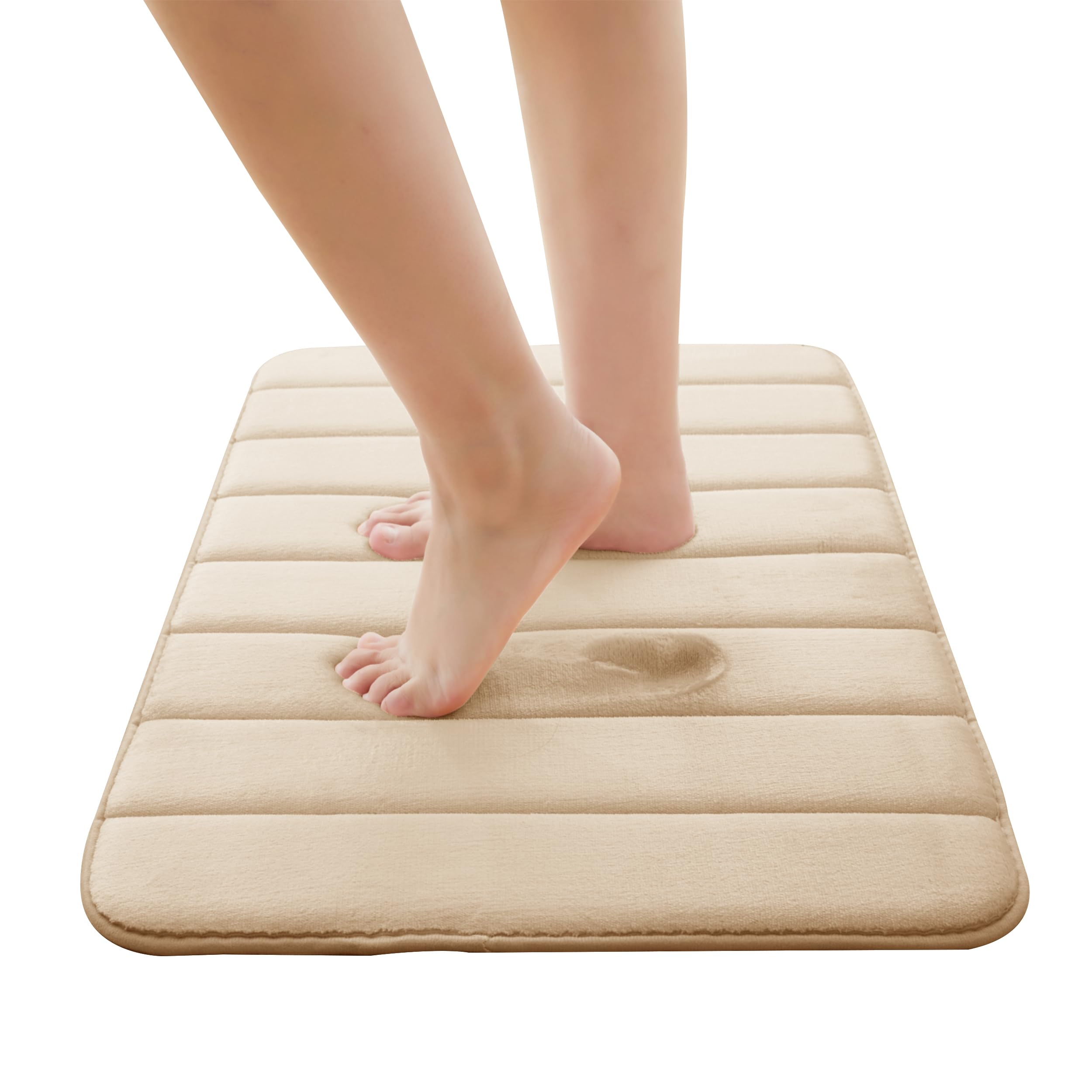 Imperial Rooms Cream Memory Foam Bath Mat (40x60 cm) – Bathroom Mats Non Slip Machine Washable Mat Super Absorbent Bath Mats for Bathroom