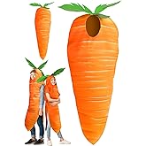 Funtery Easter Carrot Costume Orange Vegetable Carrot Cosplay Funny Vegetable Food Costume Suit for Easter Cosplay Stage Performance Birthday Dress up Party