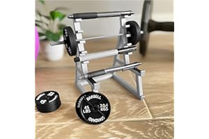 EKDJKK Squat Rack Pen Holder, Modern A-Frame Style, Gray Plastic, Fun Desk Gym Decor with Weights & Barbells