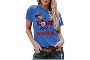 YHIWU Summer Tops for Women Casual Short Sleeve Love Printed T-Shirts Crewneck Loose Comfy Blouse Fashion Tees Basic Tops